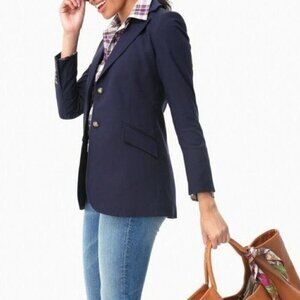 Tuckernuck Hawthorne Blazer Navy Blue Longline Single Breasted Two Button Small